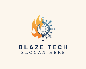 Fire Ice Snowflake logo design