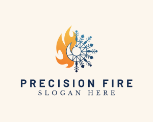 Fire Ice Snowflake logo design