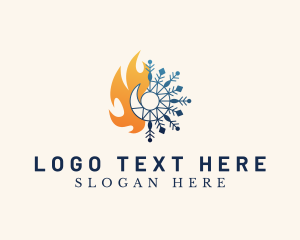 Thermal - Fire Ice Snowflake logo design