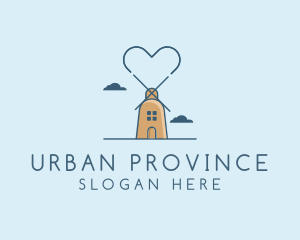 Province - Romantic Heart Windmill logo design