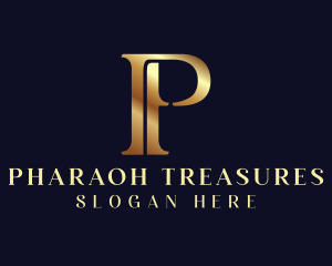 Elegant Gold Letter P logo design