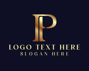 Casino - Elegant Gold Letter P logo design