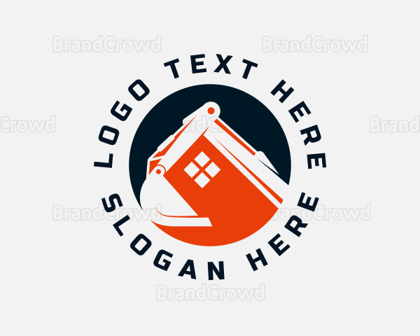 Backhoe Home Construction Logo