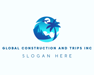 Travel Beach Vacation Plane Logo
