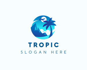 Travel Beach Vacation Plane logo design