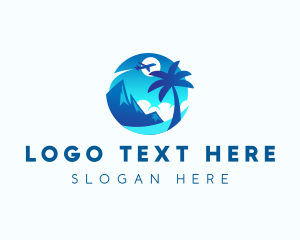 Sea - Travel Beach Vacation Plane logo design