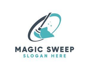 Mop Cleaning Sweep  logo design