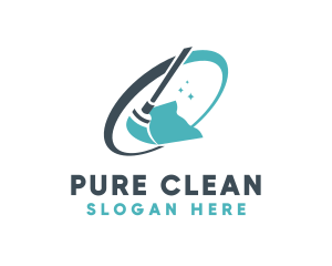 Mop Cleaning Sweep  logo design