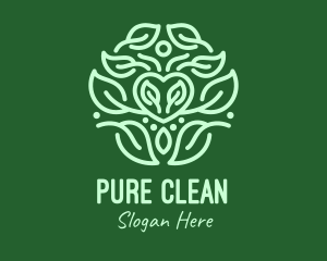 Organic Leaf Heart logo design