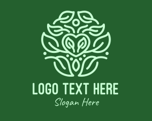 Love - Organic Leaf Heart logo design