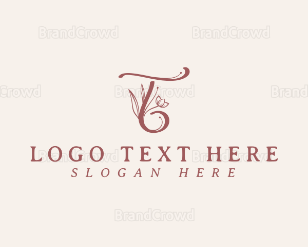 Floral Calligraphy Letter T Logo