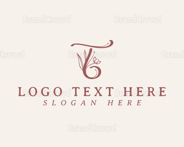 Floral Calligraphy Letter T Logo