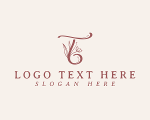Leaves - Floral Calligraphy Letter T logo design