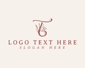 Floral Calligraphy Letter T Logo