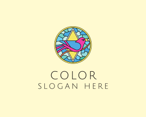 Colorful Bird Stained Glass logo design