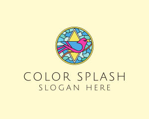 Colorful Bird Stained Glass logo design