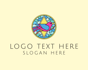 Colorful Bird Stained Glass logo design