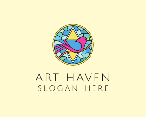 Colorful Bird Stained Glass logo design