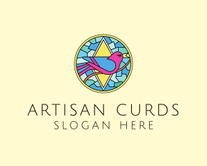 Colorful Bird Stained Glass logo design