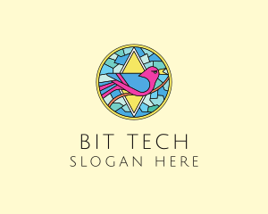 Colorful Bird Stained Glass logo design