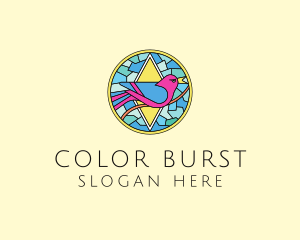 Colorful Bird Stained Glass logo design