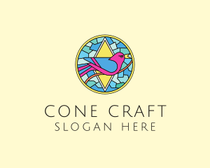 Colorful Bird Stained Glass logo design