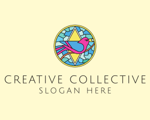 Colorful Bird Stained Glass logo design