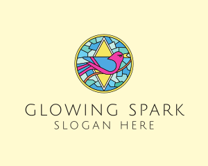 Colorful Bird Stained Glass logo design