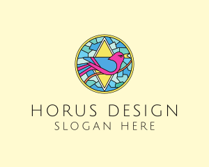 Colorful Bird Stained Glass logo design