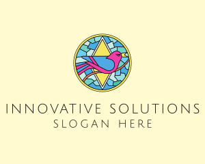 Colorful Bird Stained Glass logo design