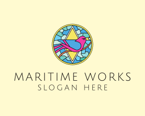 Colorful Bird Stained Glass logo design