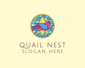 Colorful Bird Stained Glass logo design