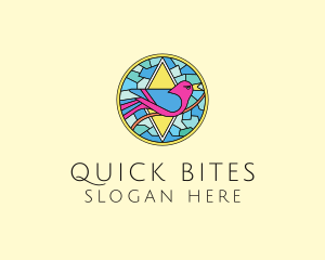 Colorful Bird Stained Glass logo design