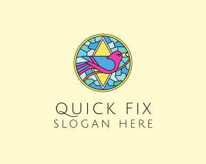 Colorful Bird Stained Glass logo design