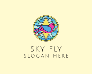 Colorful Bird Stained Glass logo design