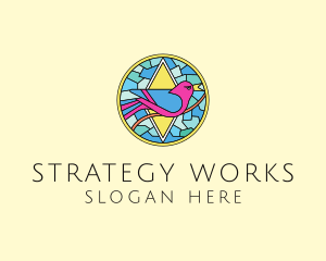 Colorful Bird Stained Glass logo design