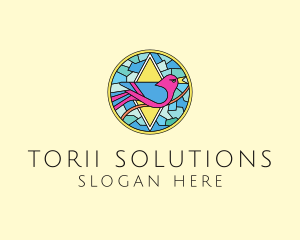 Colorful Bird Stained Glass logo design