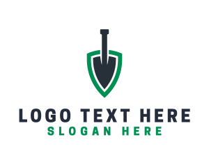 Digging - Trowel Tool Shield logo design