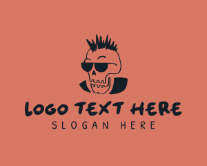 Retro - Punk Mohawk Skull logo design