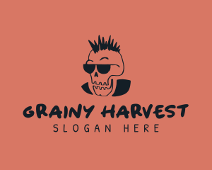 Grainy - Punk Mohawk Skull logo design