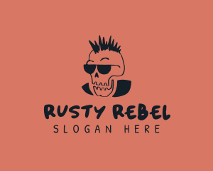 Punk Mohawk Skull logo design