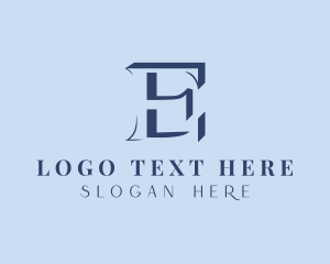 Negative Space - Blue Company Letter E logo design