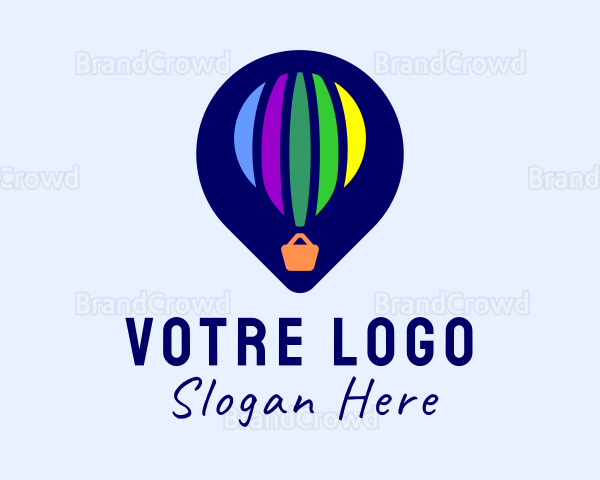 Hot Air Balloon Location Pin Logo