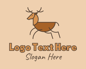 Deer Horns - Wild Brown Deer logo design
