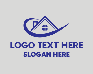 Roofing - Blue House Roof logo design