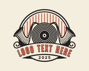 Record Label - Vinyl Record Saxophone logo design