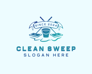 Mopping - Cleaning Mop Bucket logo design