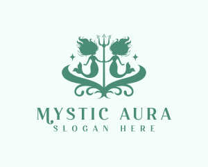 Mystical Mermaid Trident logo design