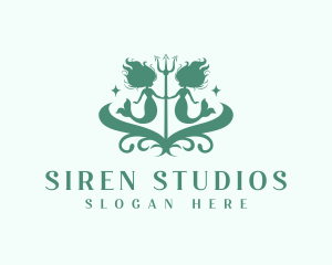 Siren - Mystical Mermaid Trident logo design