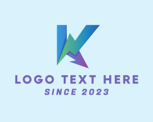 Energy - Gradient Electric Letter K logo design